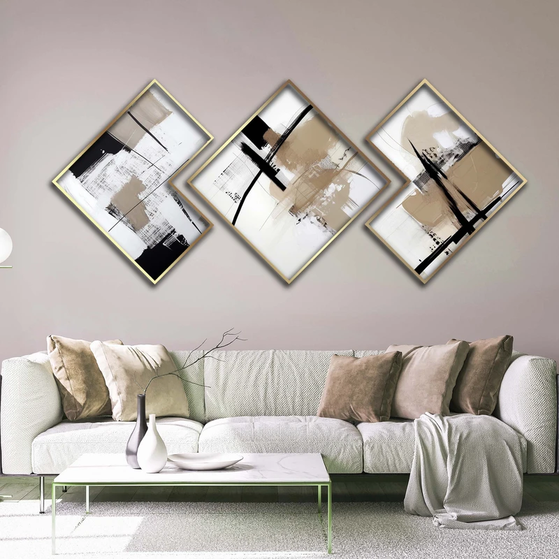 تابلو آتریسا طرح آبستره مدرن مدل AT347 مجموعه 3 عددی  