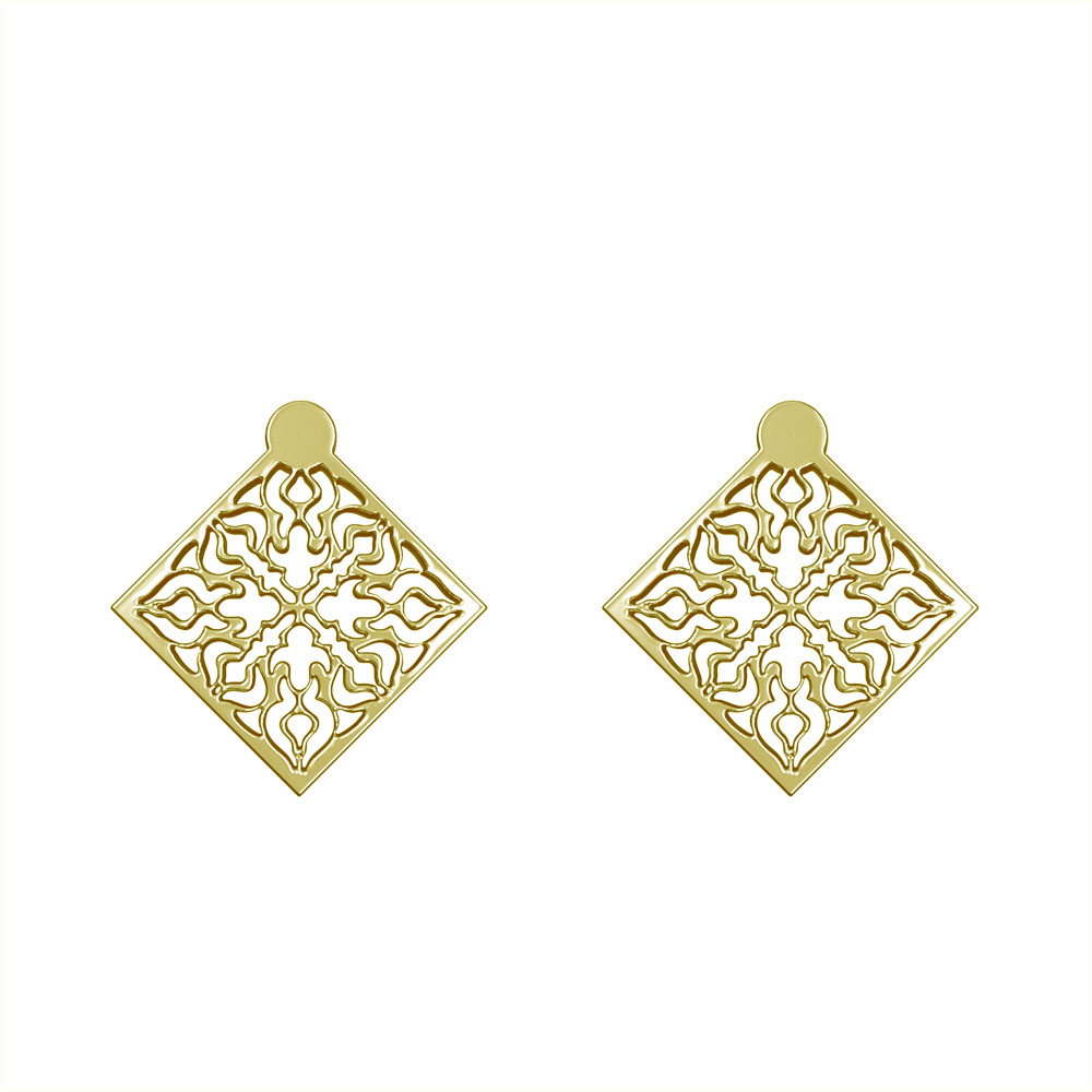 گوشواره طلا 18 عیار زنانه مدوپد مدل اسلیمی کد GA1-10362