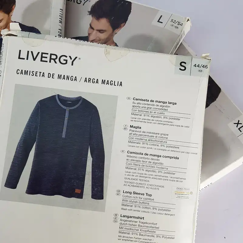 تی شرت آستین بلند مردانه لیورجی مدل سه دکمه کد LS2022NB رنگ سرمه ای