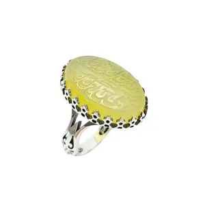 انگشتر نقره مردانه مدل عقیق ومن یتق الله کد 8876