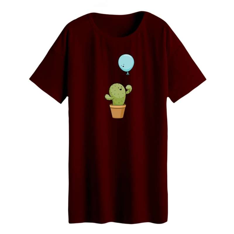 تی شرت لانگ زنانه مدل کاکتوس و بادکنک کد 02