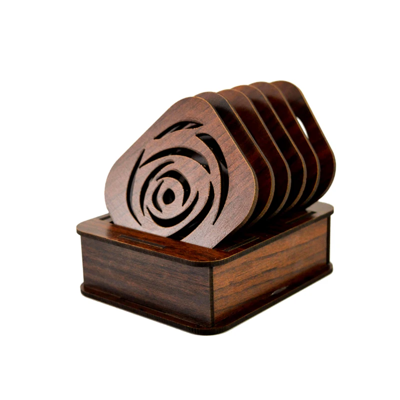 زیر لیوانی مدل فروردین طرح رز بسته 6 عددی به همراه استند