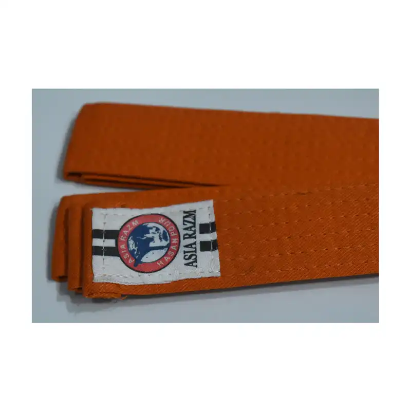 کمربند کاراته آسیا رزم مدل نیمه ضخیم رنگ نارنجی