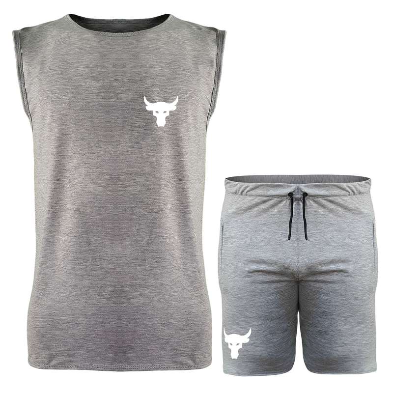 ست تاپ و شلوارک مردانه مدل 140136319 رنگ طوسی