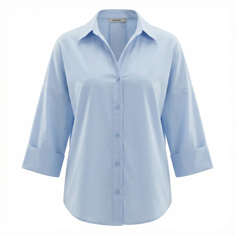 شومیز آستین سه ربع یقه برگردان زنانه سرژه مدل 2076692