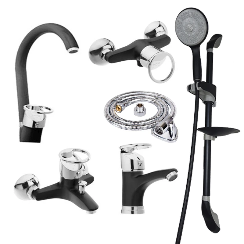 ست شیرالات شیرآلات بهداشتی و ساختمانی توفیق مدل تنسو النگویی عصایی مجموعه 6 عددی