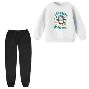 ست سویشرت و شلوار راحتی بچگانه مدل پنگوئن و موشک  