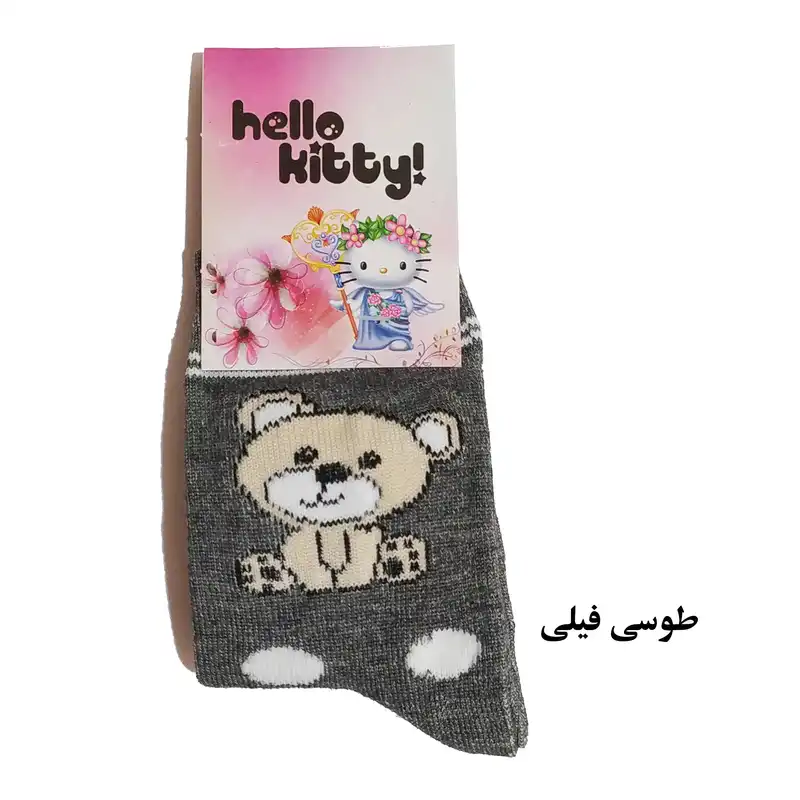 جوراب ساق بلند بچگانه مدل عروسک خرس کد 69