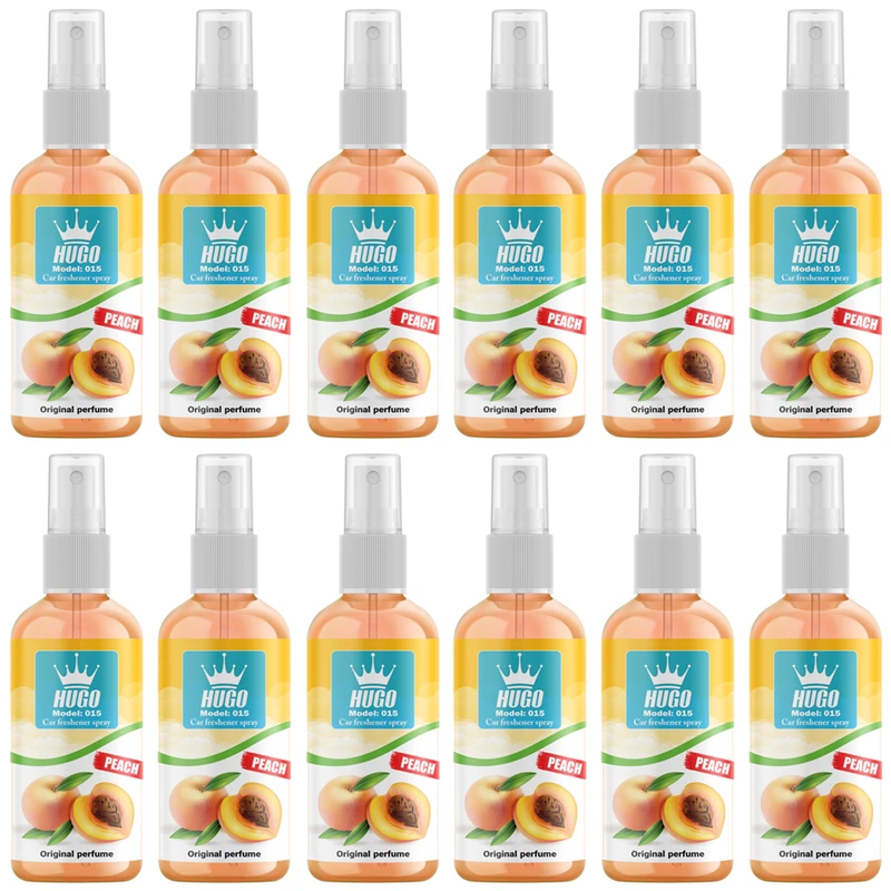 اسپری خوشبو کننده خودرو هوگو مدل هلو کد 015 حجم 50 میلی لیتر بسته 12 عددی