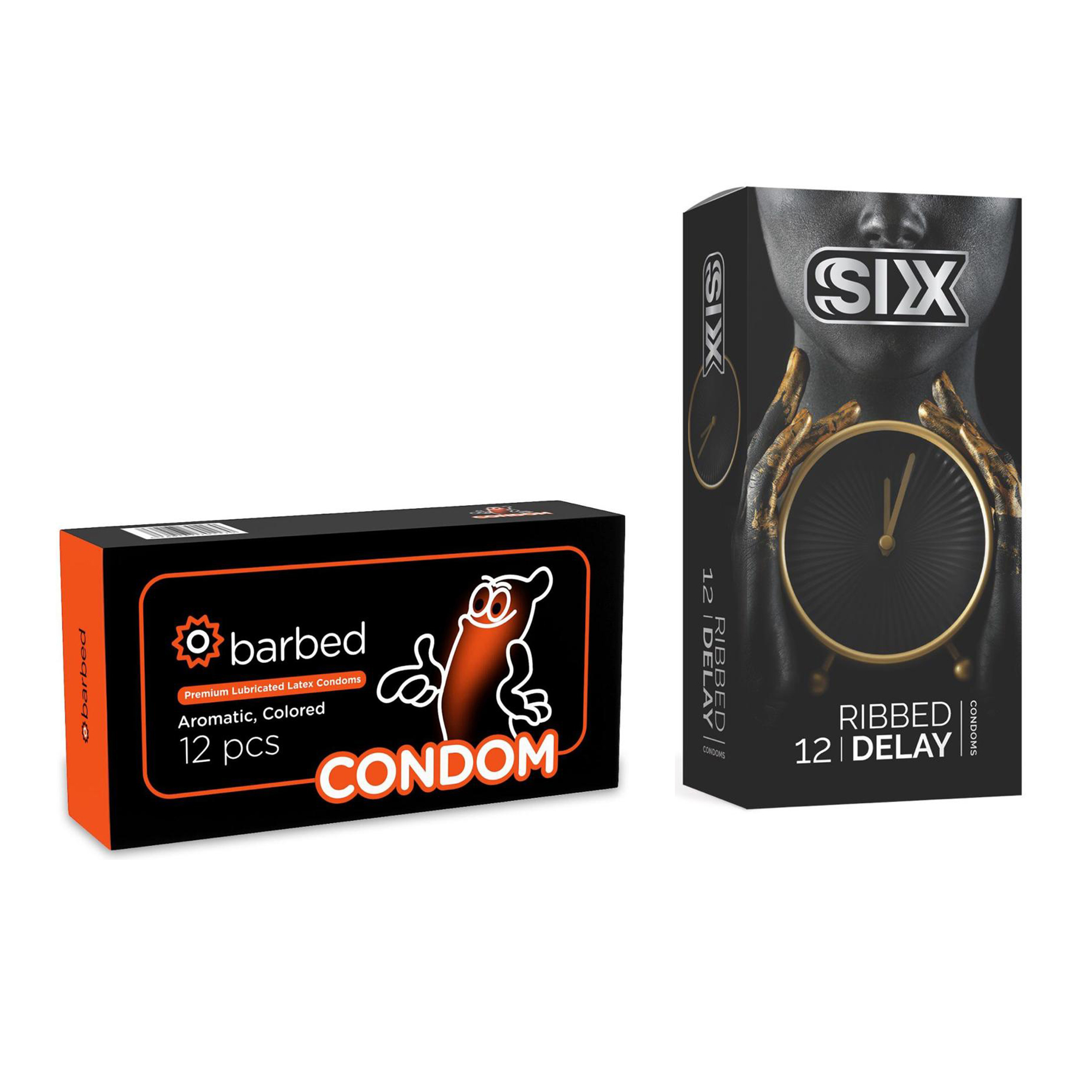 کاندوم سیکس مدل Ribbed Delay بسته 12 عددی به همراه کاندوم کاندوم مدل Barbed بسته 12 عددی