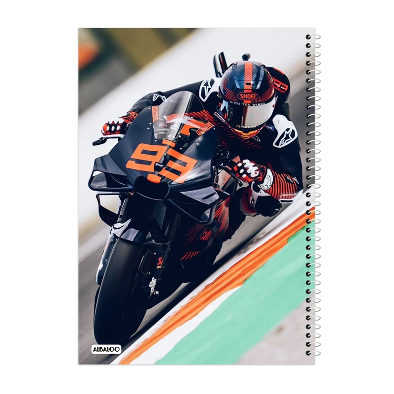 دفتر مشق 100 برگ آلبالو طرح موتور سیکلت کد 2071