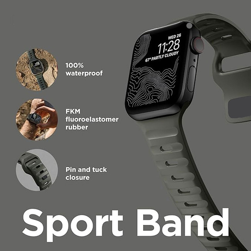 بند واچ من مدل Spigen Sport مناسب برای اپل واچ سری Se/1/2/3/4/5/6/7/8/9/AluminumCase سایز 41/40/38 میلی متری