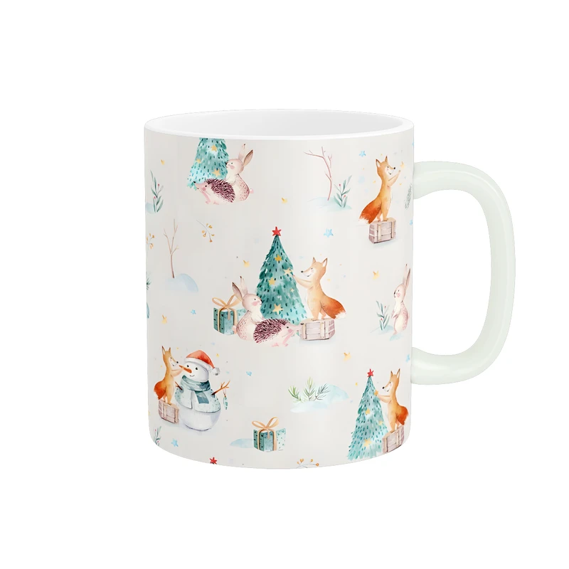 ماگ مدل الگوی زمستانی ادم برفی و حیوانات کد 1519