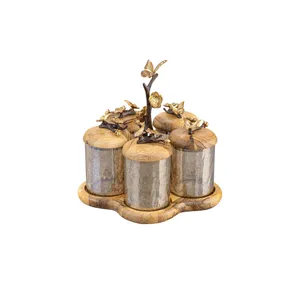 ست جا ادویه 5 پارچه گلدکیش طرح باترفلای مدل GK829823 به همراه استند