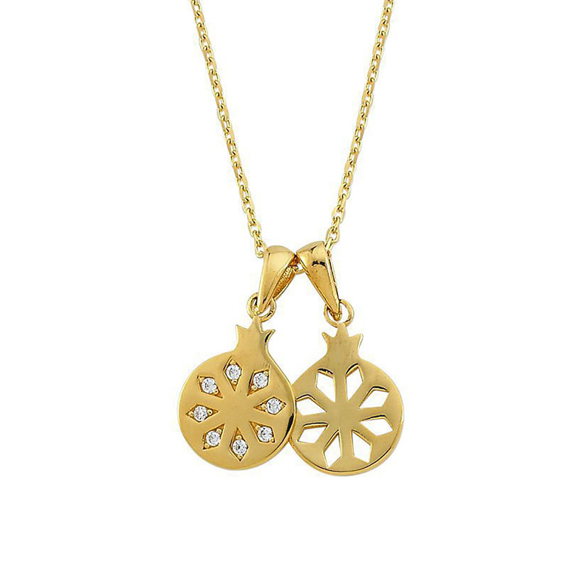 گردنبند طلا 18 عیار زنانه با زنجیر حلقهای (فلامینگو) کیا گالری مدل دو انار کد RSK-1490