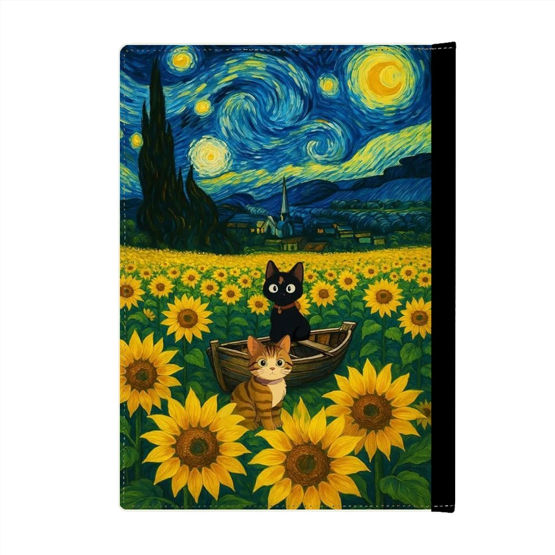 کلاسور پاد آفرین مدل فانتزی طرح کارتونی شب های پر ستاره ونگوگ گربه کد p794
