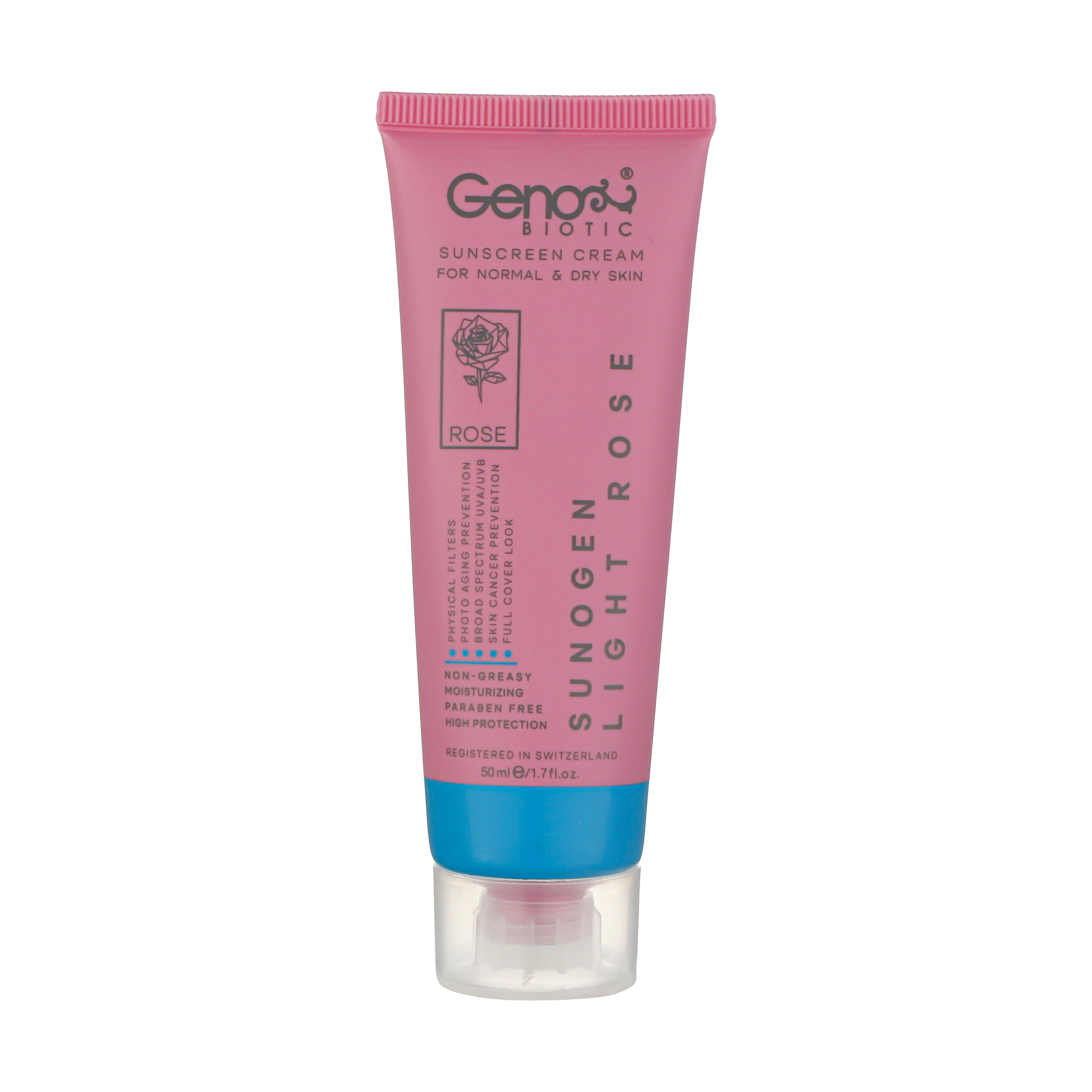 کرم ضد آفتاب ژنوبایوتیک مدل Light Rose حجم 50 میلی لیتر