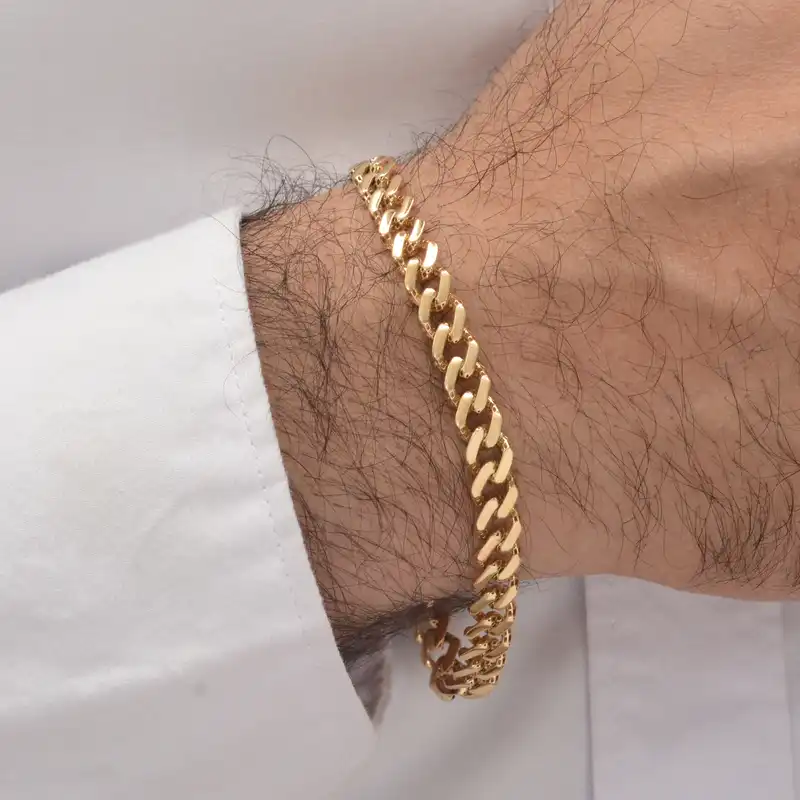 دستبند طلا 18 عیار مردانه طلای مستجابی کد M14