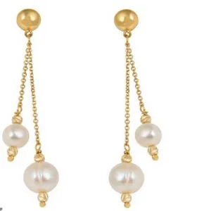 گوشواره طلا 18 عیار زنانه مدل گوی و مروارید