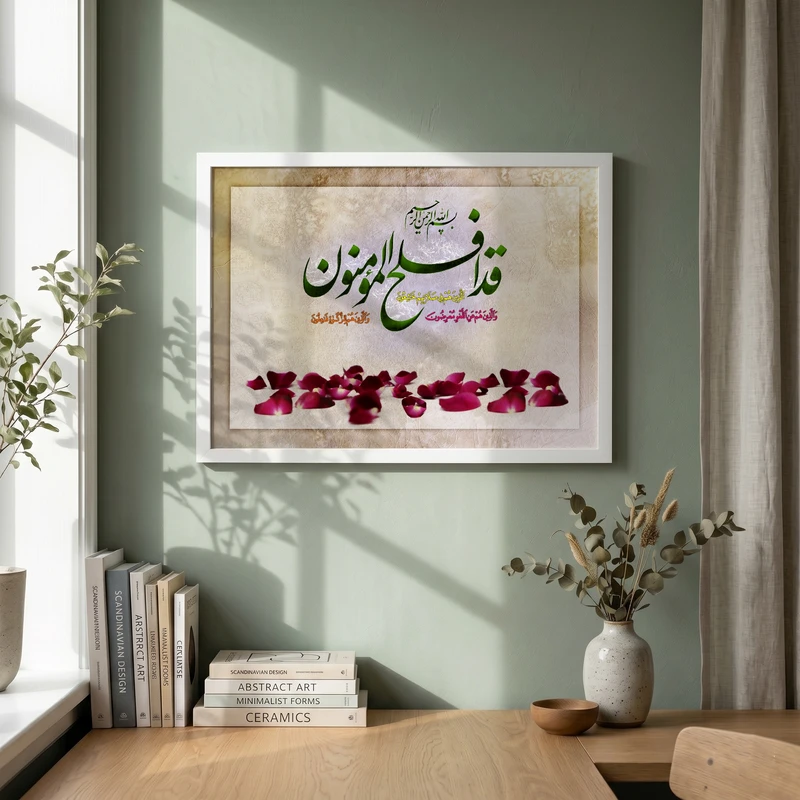 تابلو طرح قد افلح المومنون مدل G14620 فریم سفید