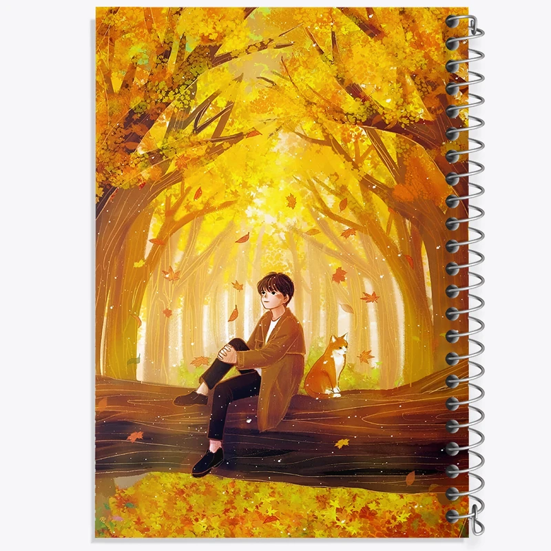 دفتر نقاشی 50 برگ خندالو طرح پسر و جنگل پاییزی کد F8202