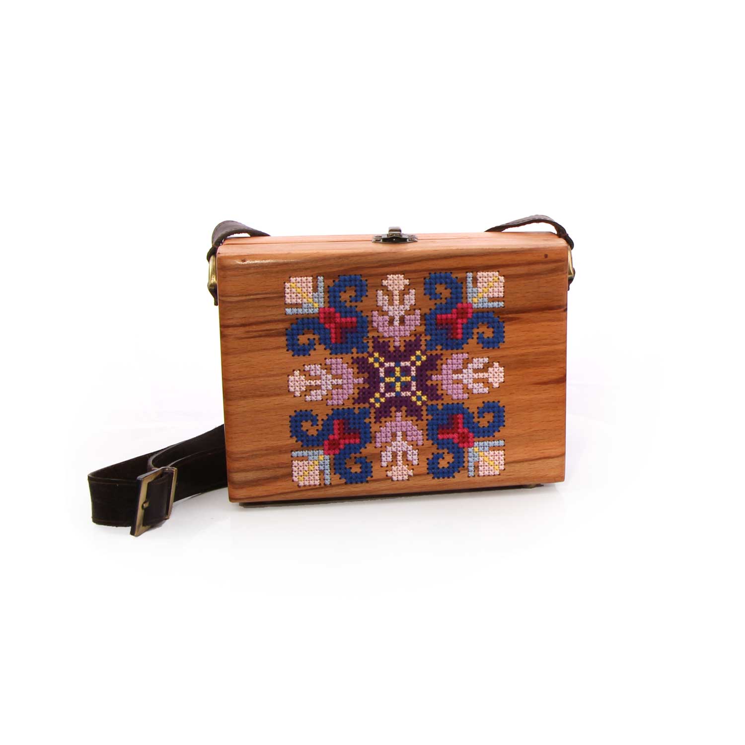 کیف دست ساز زنانه آرانیک مدل چوبی با تزیینات سوزن دوزی کد 1200400127