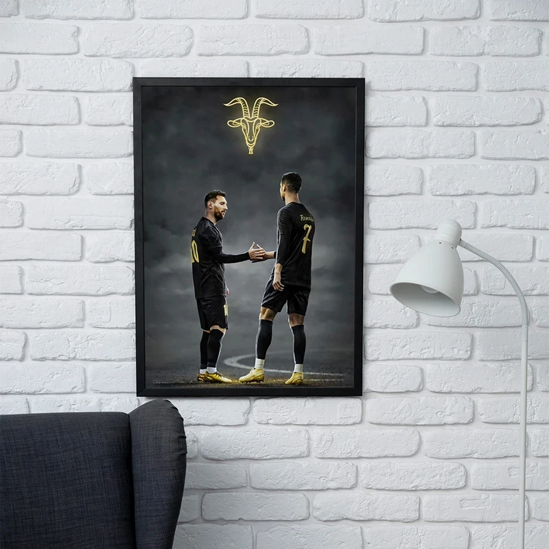 تابلو مدل دیواری طرح رونالدو و مسی Ronaldo and Messi کد FD497