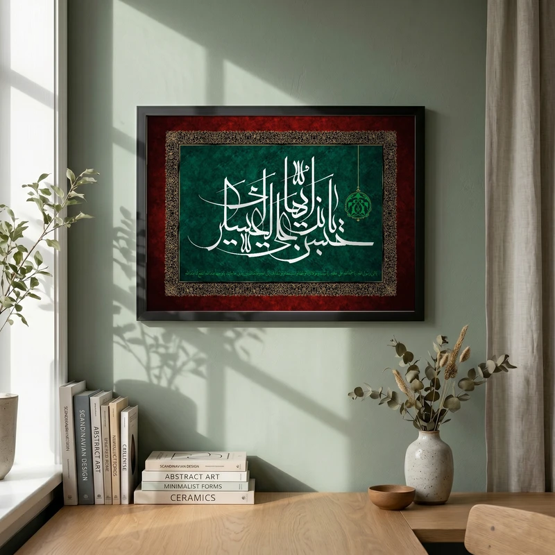 تابلو طرح شهادت امام حسن (ع) مدل G14303 فریم مشکی