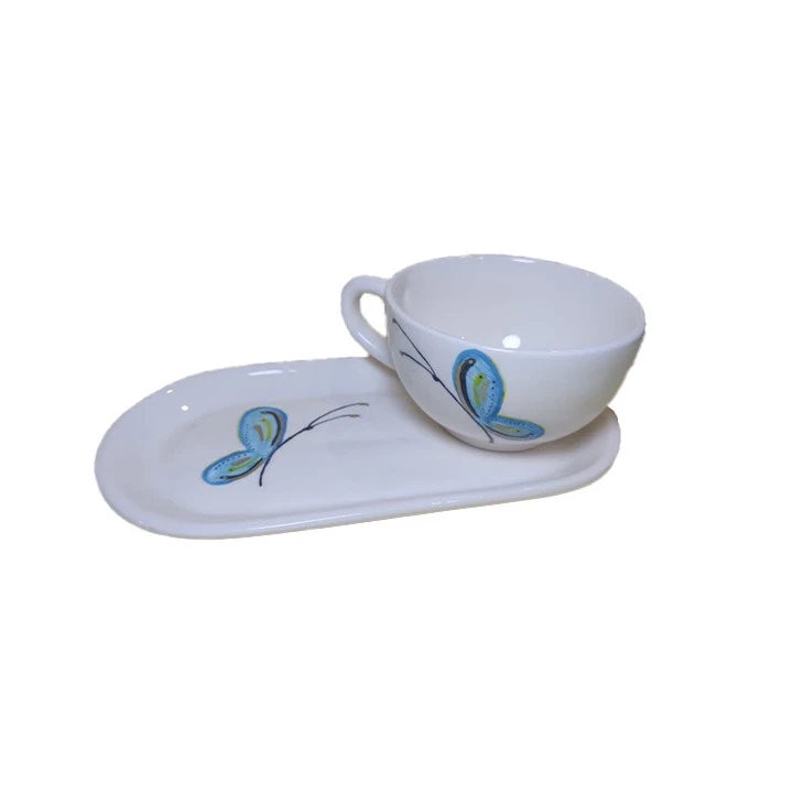 ماگ طرح لته خوری مدل پروانه 0987 به همراه زیرلیوانی