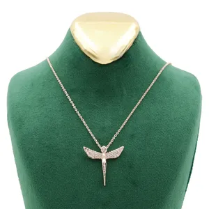 گردنبند زنانه مدل سنجاقک نگینی کد TP-145