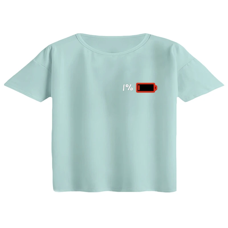 کراپ تی‌شرت آستین کوتاه زنانه مدل باتری