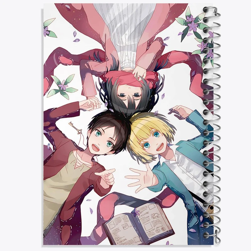دفتر ژورنال نویسی 50 برگ خندالو مدل نقطه ای طرح میکاسا و ارن و ارمین انیمه اتک آن تایتان Attack on Titan کد 18562