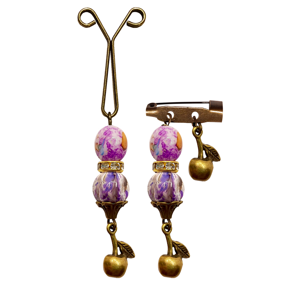 ست گیره روسری و سنجاق سینه زنانه مدل سیب