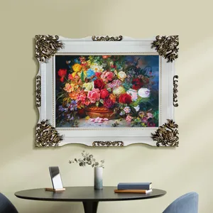 تابلو فرش ماشینی طرح دستبافت مدل گلدان گل کد 8706