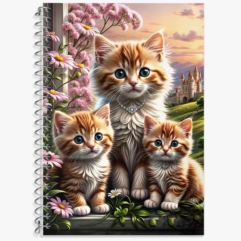 دفتر زبان 50 برگ خندالو مدل سه خط طرح خانواده ی گربه ای کد F6751