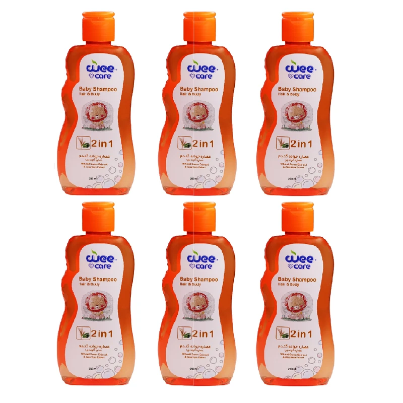 شامپو سر و بدن کودک وی کر مدل عصاره آلوئه ورا و عصاره جوانه گندم حجم 230 میلی لیتر بسته 6 عددی