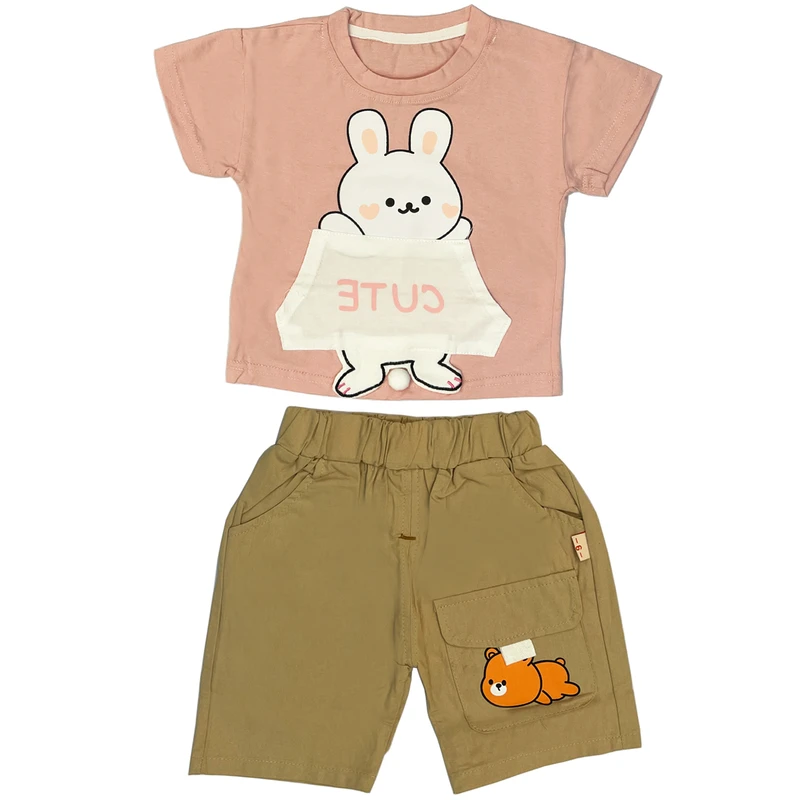 ست تیشرت و شلوارک دخترانه مدل kj56