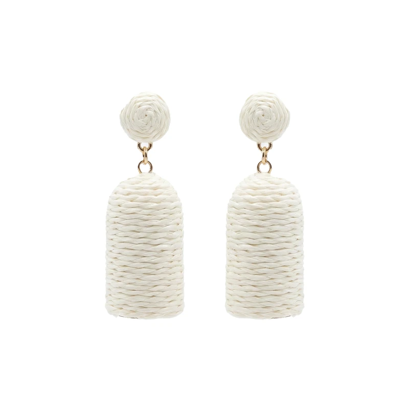 گوشواره میخی زنانه مدل حصیرباف طرح استوانه‌ای کد G200