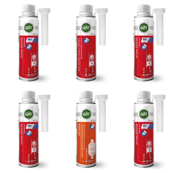 اکتان بوستر 8 پوینت و تمیزکننده سیستم سوخت رسانی و کاتالیزورشوی گات مدل FULL حجم 300 میلی لیتر بسته 6 عددی