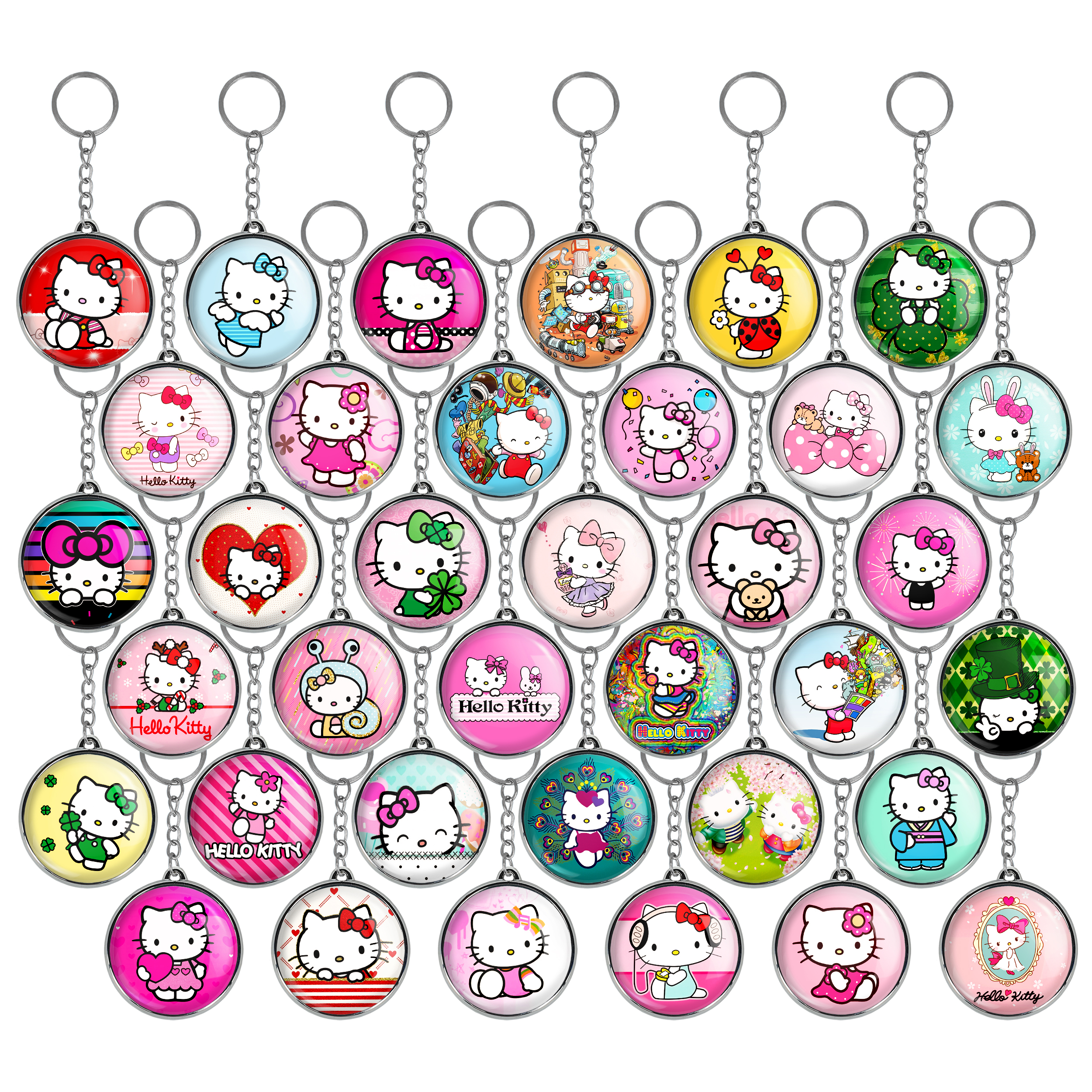 جاکلیدی خندالو طرح هلو کیتی Hello Kitty مدل دوطرفه کد 55 مجموعه 36 عددی