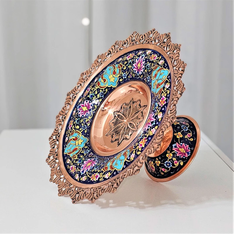 عکس شماره 4 : شیرینی خوری میناکاری مسی مدل پرداز کد gold25