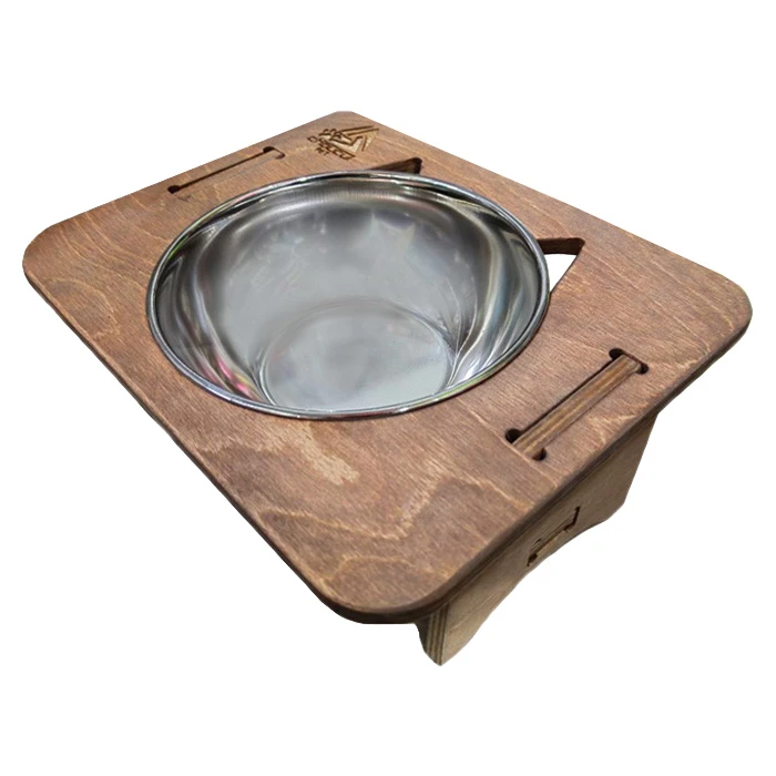 ظرف آب و غذا سگ و گربه طرح چوبی کد lc031L