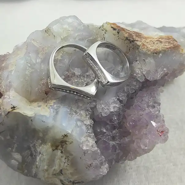 ست  انگشتر نقره زنانه و مردانه سلین کالا مدل COD-12