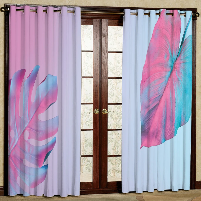  پرده بارمان دکور طرح برگ انجیری مدل هازان پانچی کد 47-2146 W سایز 140x280 سانتی متر