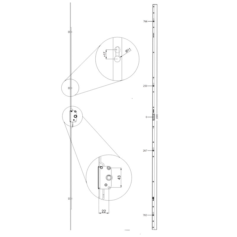 قفل در آکادو مدل Upvc-ax22-180