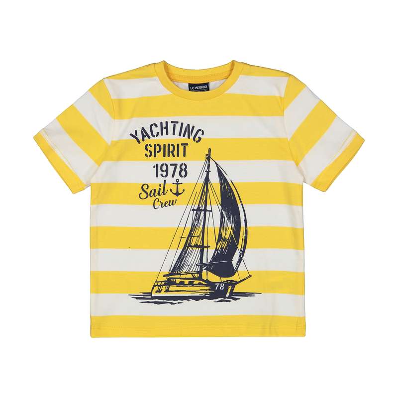 تی شرت پسرانه ال سی وایکیکی مدل 1S36354Z4-LKF-YELLOWSTRIPED