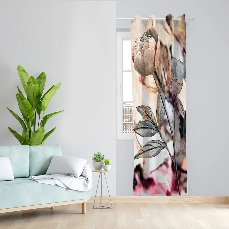  پرده طرح گل مدل مخمل پانچی کد L 1134R Z سایز 140x200 سانتی متر