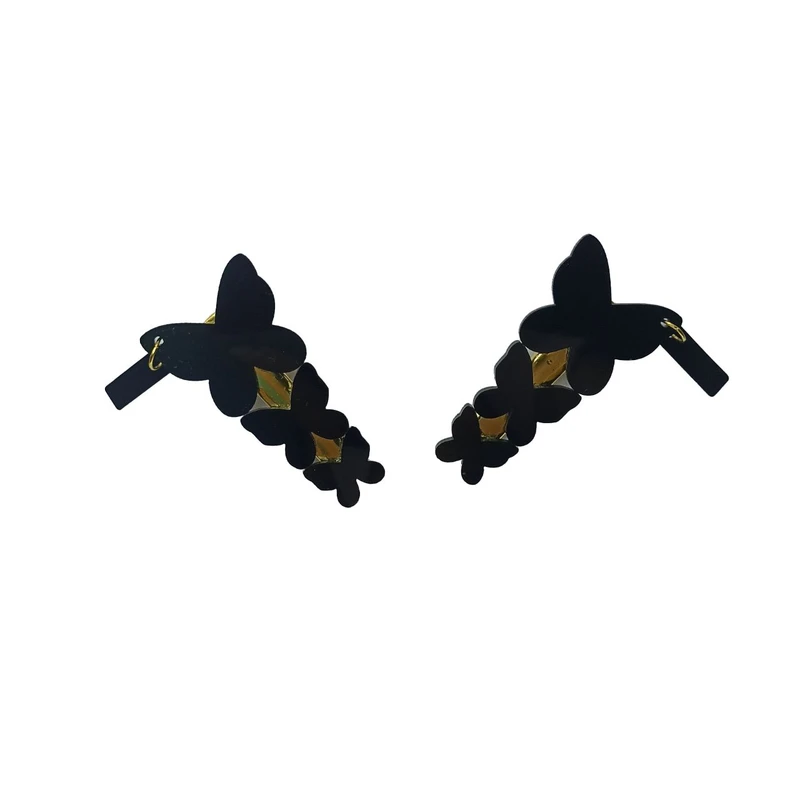 گیره مو زنانه مدل پروانه کریستالی مجموعه دو عددی