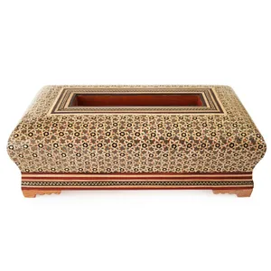 جعبه دستمال کاغذی خاتم کاری مزروعی مدل m2