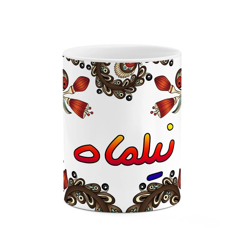 ماگ کاکتی مدل اسم نیلماه طرح سنتی گل و بته کد mgh48183